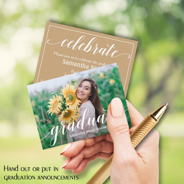 MINI Size 3.5" X 2.5" Photo Graduate Invitations (Small 3.5" x 2.5" graduation party cards to hand out or include in your graduation announcements.)