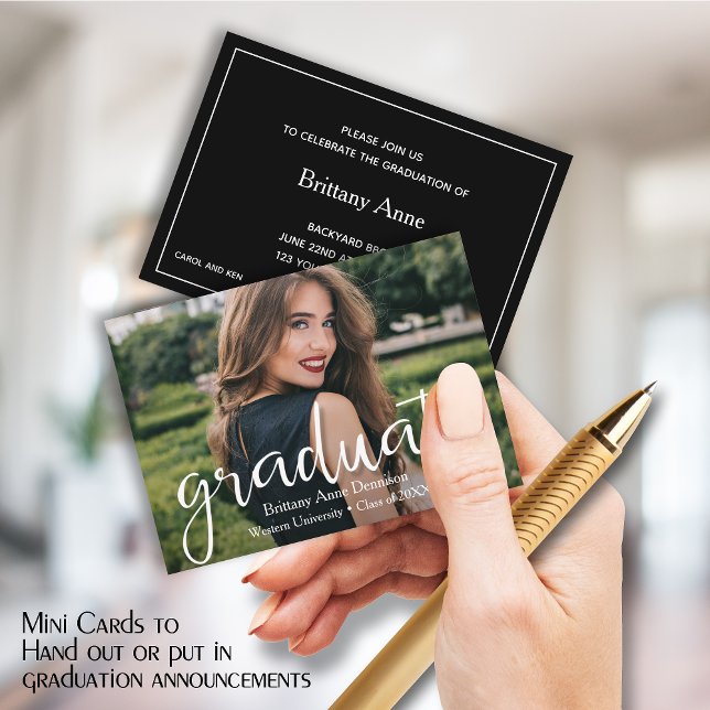 MINI Size 3.5" X 2.5" Photo Graduate Invitations (Small 3.5" x 2.5" graduation party cards to hand out or include in your graduation announcements.)