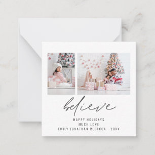 MINI SIZE Believe 2 Photos Script Christmas Card