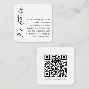 Mini Size Calligraphy QR Code Any Colour Wedding Enclosure Card