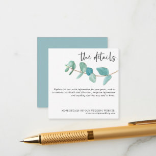 MINI SIZE Eucalyptus Wedding Information Details Enclosure Card