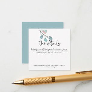 MINI SIZE  Eucalyptus Wedding Information Details Enclosure Card