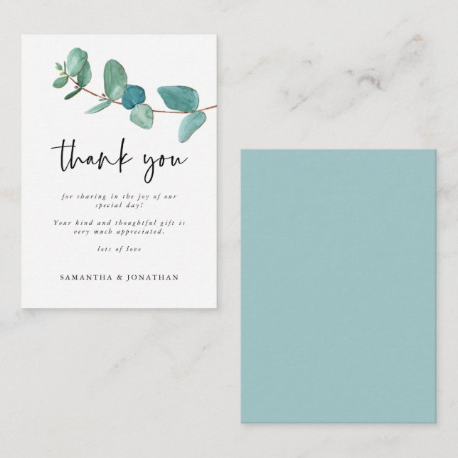 MINI SIZE | Eucalyptus Wedding Thank You Card (Front/Back)