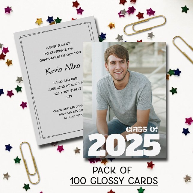 MINI Size Glossy Photo Graduation Invitations (SOLD BY PACK OF 100 CARDS - MINI 3.5" x 2.5" Photo glossy graduation glossy invitations)