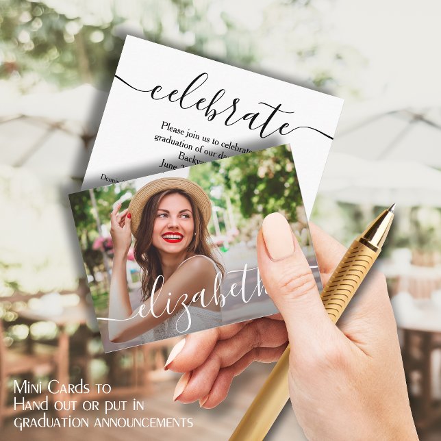 MINI Size Graduate Photo Invitations (Small 3.5" x 2.5" graduation party cards to hand out or include in your graduation announcements.)