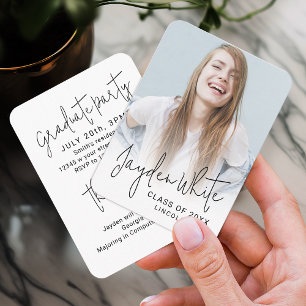 Mini Size Modern Script Photo Graduation Invite