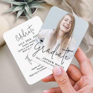 Mini Size Modern Script Photo Graduation Invite