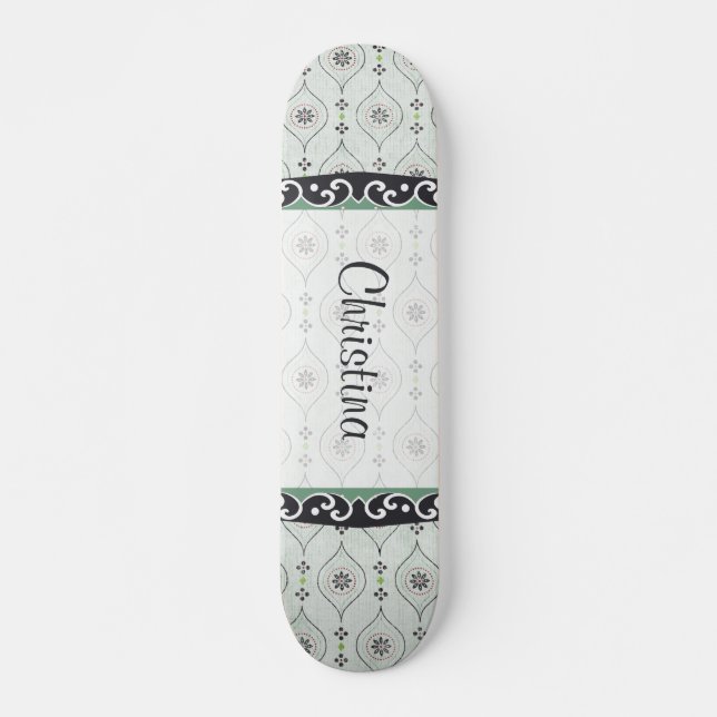 Mini Skateboard Blue Flowers Patterns (Front)