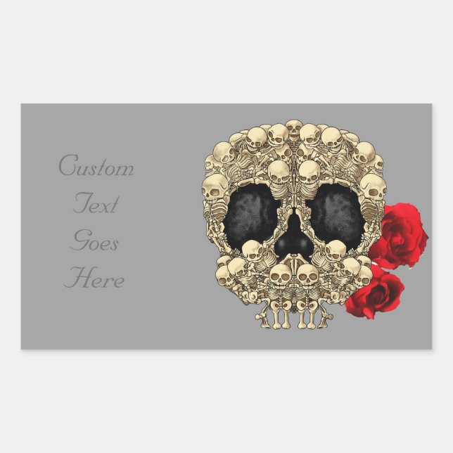 Mini Skeletons Sugar Skull Rectangular Sticker (Front)