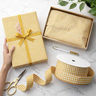 Mini Spicy Mustard Yellow Gingham Check Pattern Satin Ribbon