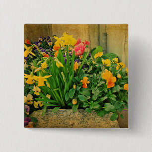 Mini Springtime Garden 15 Cm Square Badge
