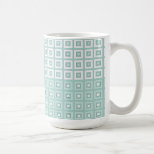 Mini Squares In Squares Duck Egg Green White Coffee Mug