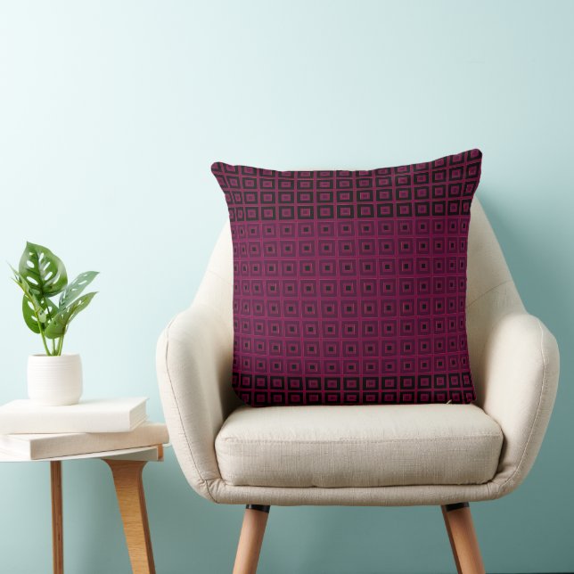 Mini Squares In Squares Magenta Aubergine  Cushion (Chair)