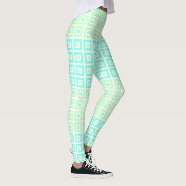 Mini Squares In Squares Mint Spearmint  Leggings (Right)