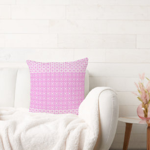 Mini Squares In Squares Pink White  Cushion