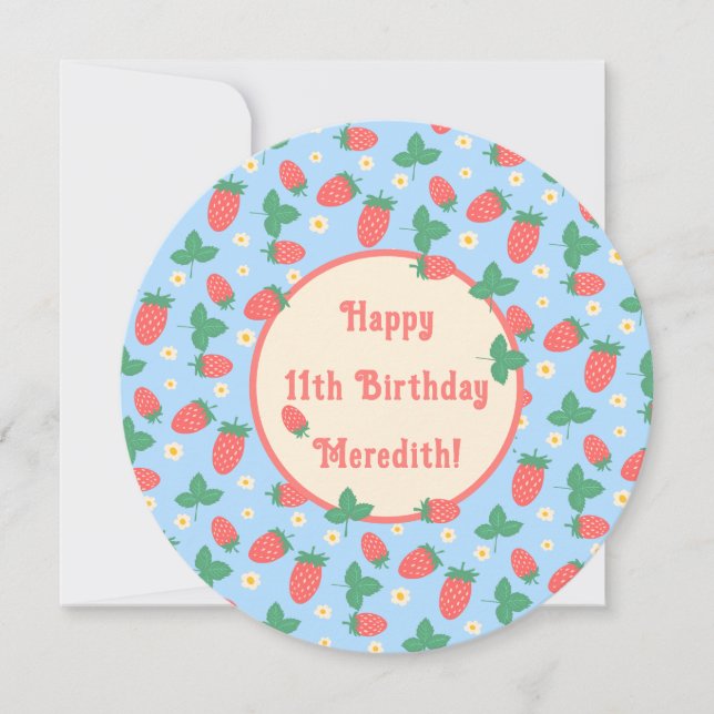 Mini Strawberry Blossom Flat Greeting Card (Front)
