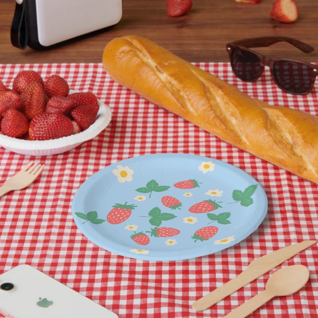 Mini Strawberry Blossom Paper Plate (Picnic)