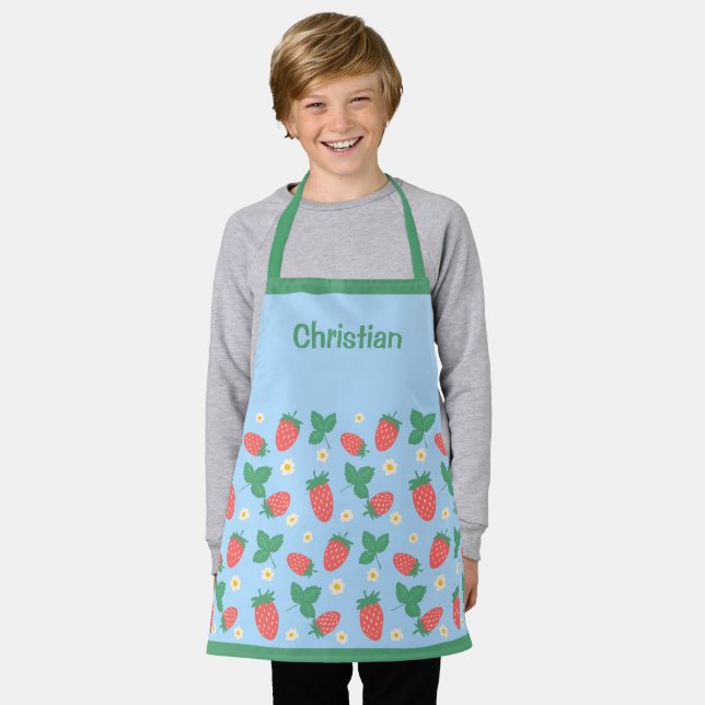 Mini Strawberry Blossom personalizable Apron (Worn)