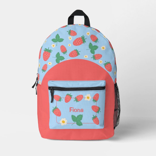 Mini Strawberry Blossom personalizable Printed Backpack (Front)