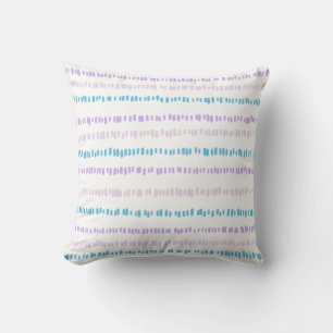 Mini Strokes Pattern Turquoise Purple Pink Cushion