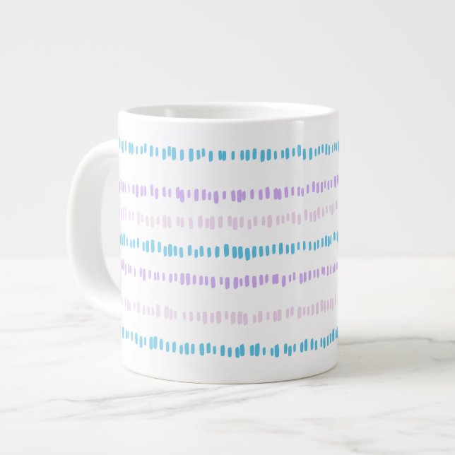 Mini Strokes Pattern Turquoise Purple Pink Large Coffee Mug (Front Left)
