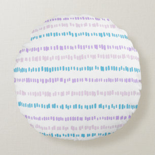 Mini Strokes Pattern Turquoise Purple Pink Round Cushion