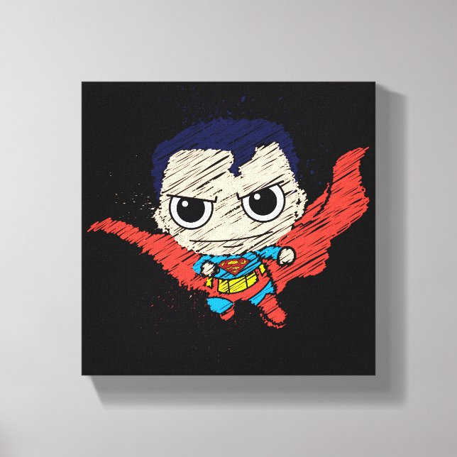 Mini Superman Sketch Canvas Print (Front)