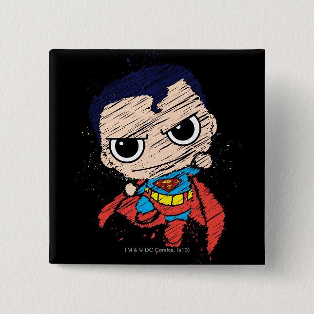Mini Superman Sketch - Flying 15 Cm Square Badge (Front)