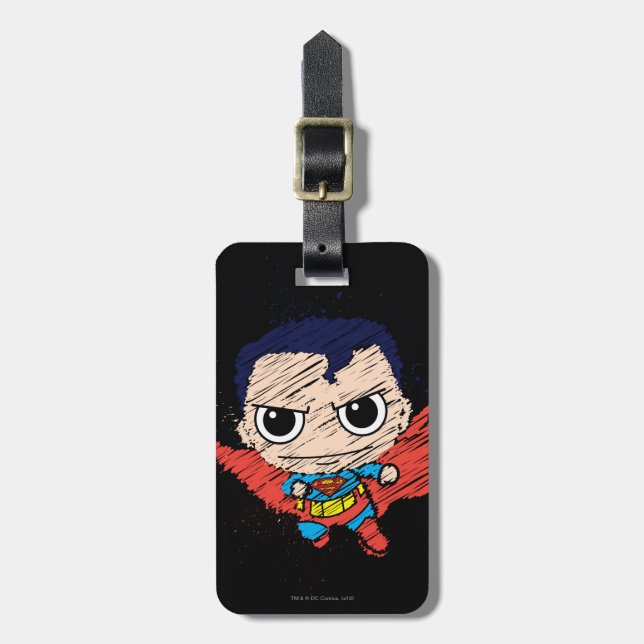 Mini Superman Sketch Luggage Tag (Front Vertical)