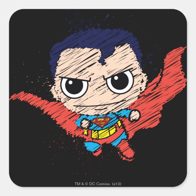 Mini Superman Sketch Square Sticker (Front)