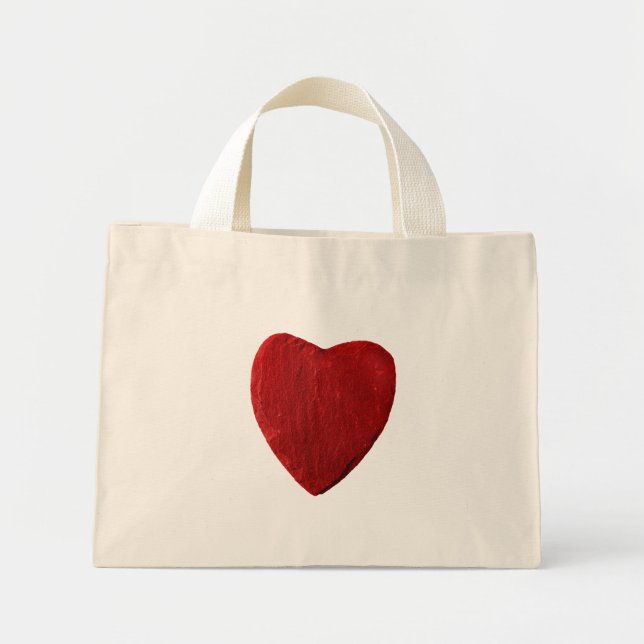 Mini-Tragetasche mit rotem Herz Mini Tote Bag (Front)