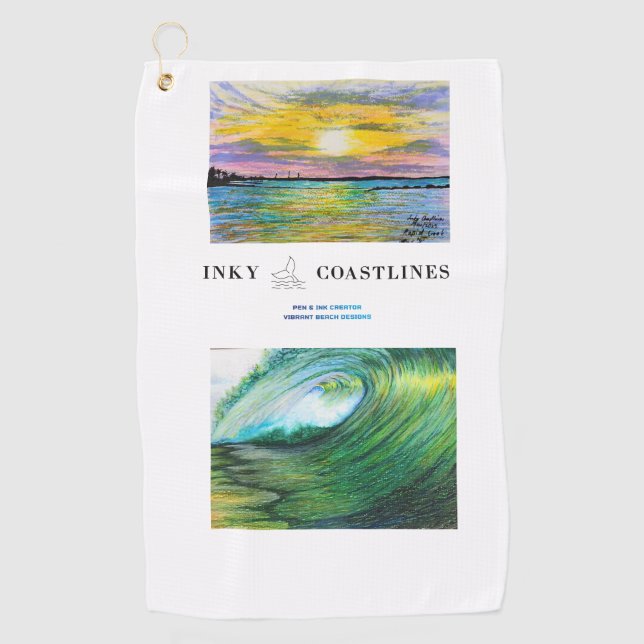 Mini Travel Towel with surf design  (Front)