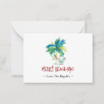 Mini Tropical Beach Christmas Cards<br><div class="desc">These mini tropical beach Christmas cards feature an island-inspired exotic palm tree and cute holiday Santa wearing a Bahama shirt and sandals in shades of red and green. The words "Merry Beach-mas" are set in hand lettered type. Use the template fields to add your personalised greeting. A funny and charming...</div>