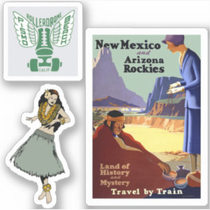 Mini vintage travel luggage label stickers