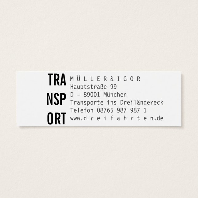 Mini Visitenkarten Transporte Kurier Fahrer (Back)