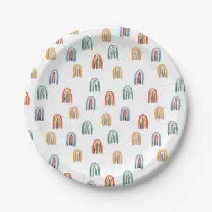 mini watercolor rainbows paper plate