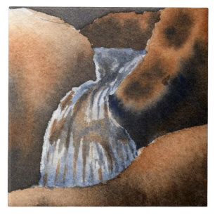 Mini waterfall on mountain brook trout stream ceramic tile