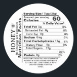 Mini White Nutrition Facts Vintage Bee Honey Label<br><div class="desc">Honey nutrition facts label with servings per container. Choose from the precalculated list. White background with vintage bee. This nutrition facts label matches with the "Your Name Here Editable White Honey Jar Bee Label."</div>