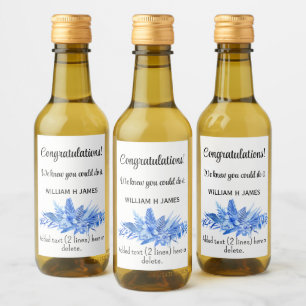 Mini Wine Bottle Congratulations Cobalt Blue (10) Wine Label