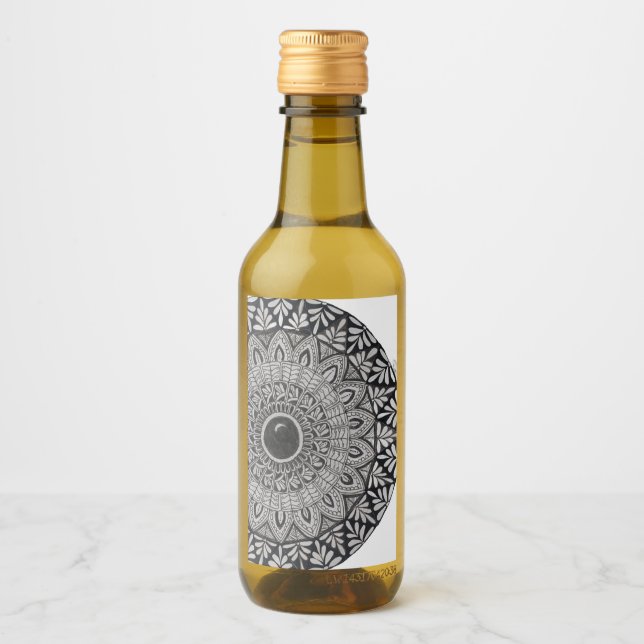 mini wine bottle mandala art label (Front)