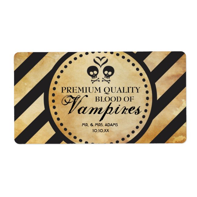 Mini Wine Label Goth Wedding Favour (Front)
