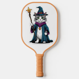Mini wizard cat with magical staff pickleball paddle