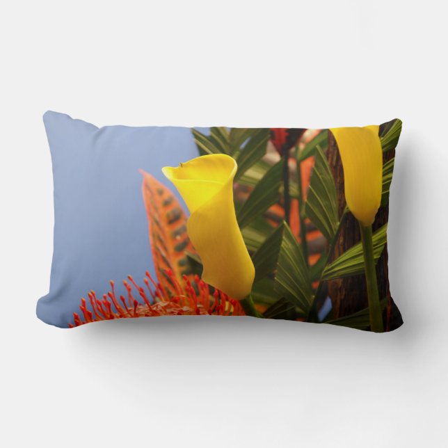 mini yellow calla lilies lumbar cushion (Front)