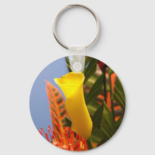 mini yellow calla lily key ring