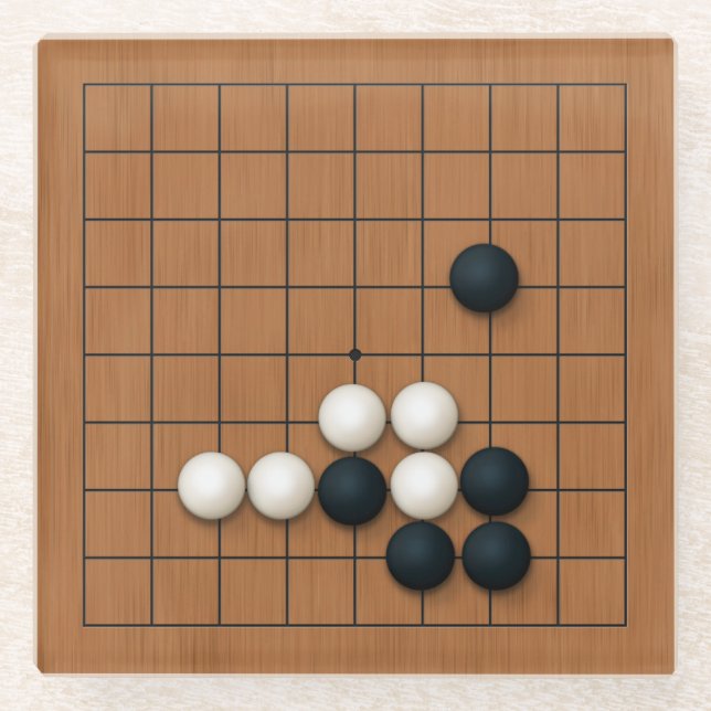 Miniature 9x9 Gob Board with Stones (1) Glass Coaster (Front)