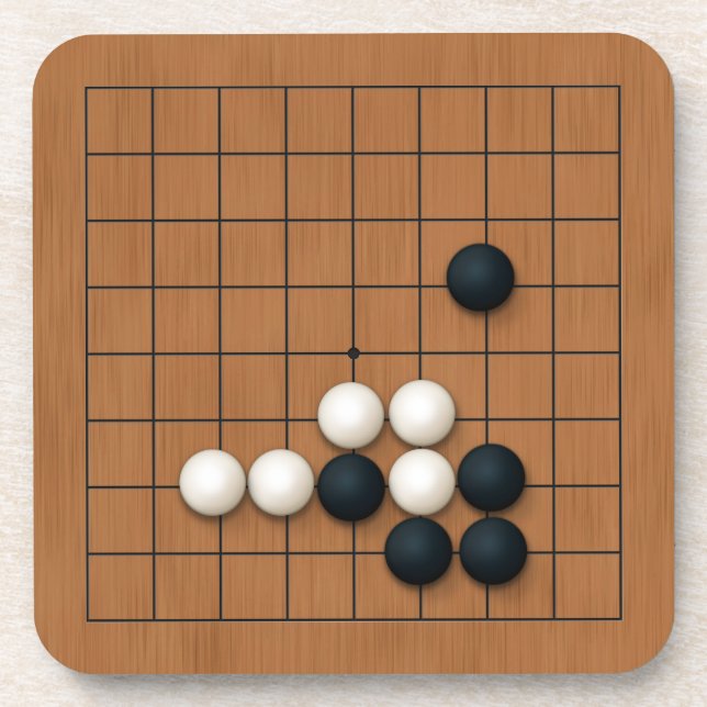 Miniature 9x9 Gob Board with Stones Coaster (Front)
