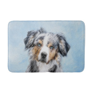 Miniature American Shepherd Painting - Dog Art Bath Mat