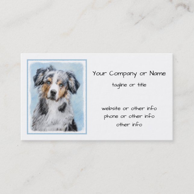 Miniature American Shepherd Painting - Dog Art Business Card (Front)