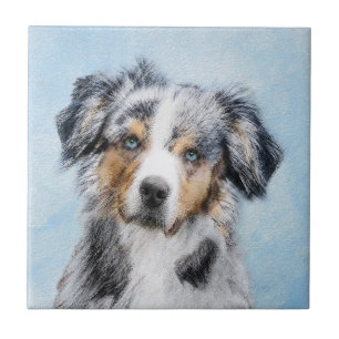Miniature American Shepherd Painting - Dog Art Ceramic Tile