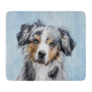 Miniature American Shepherd Painting - Dog Art Cutting Board